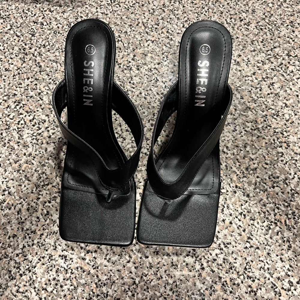 Shein black sandal heels